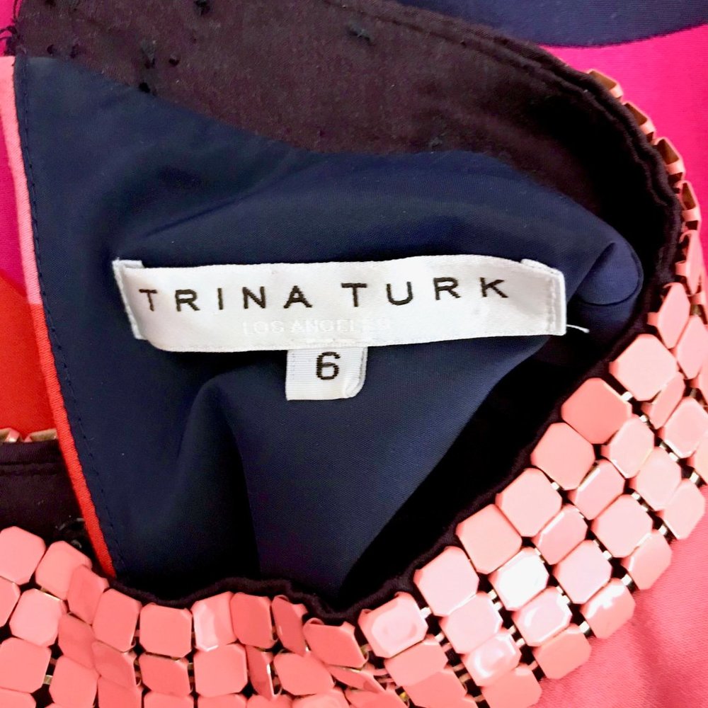 Trina Turk Embellished Neck Rainbow Dress Multi - Picture 8 of 8